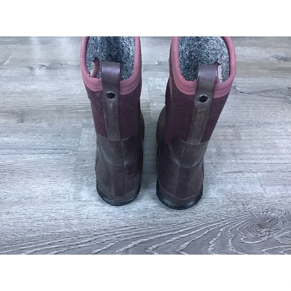 Bogs Youth Girls Size 6 Mauve Crandall Wool Winter Snow Boots 72139 Faux Fur